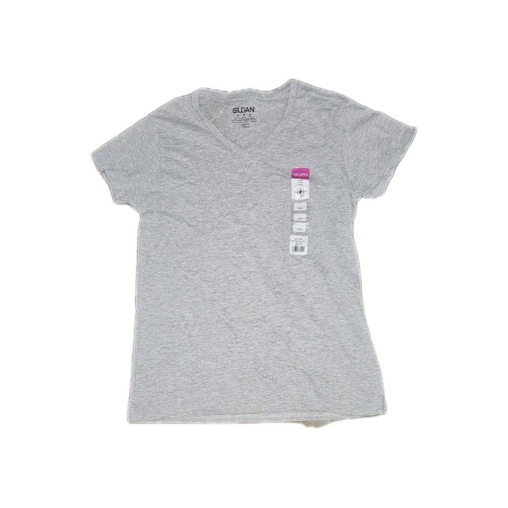Gildan Sport Gray Women's Heavy Cotton Short Sleeve Tshirt V-Neck Medium #50,225